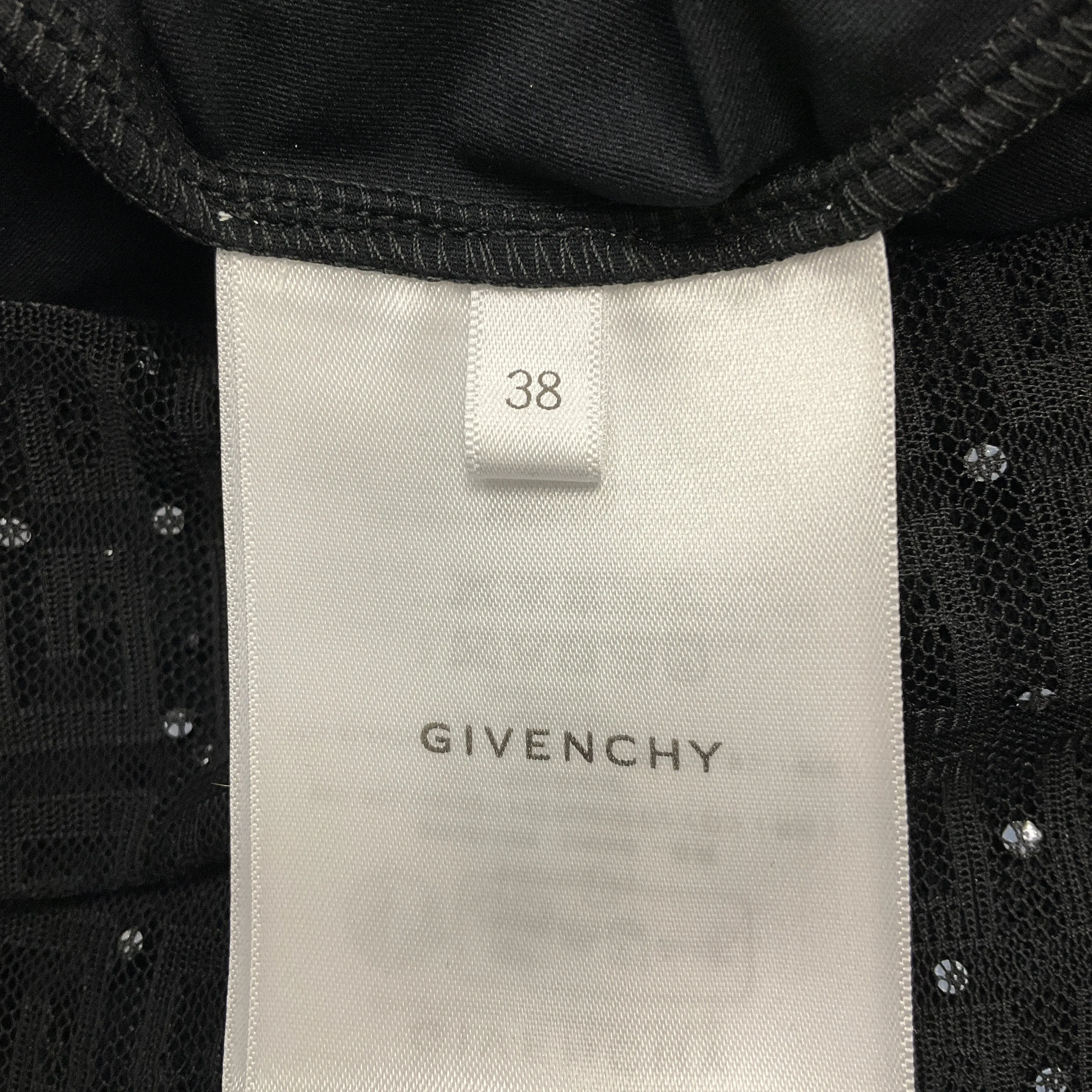 Givenchy Black 4G Lace Rhinestone Embellished Tulle Maxi Dress