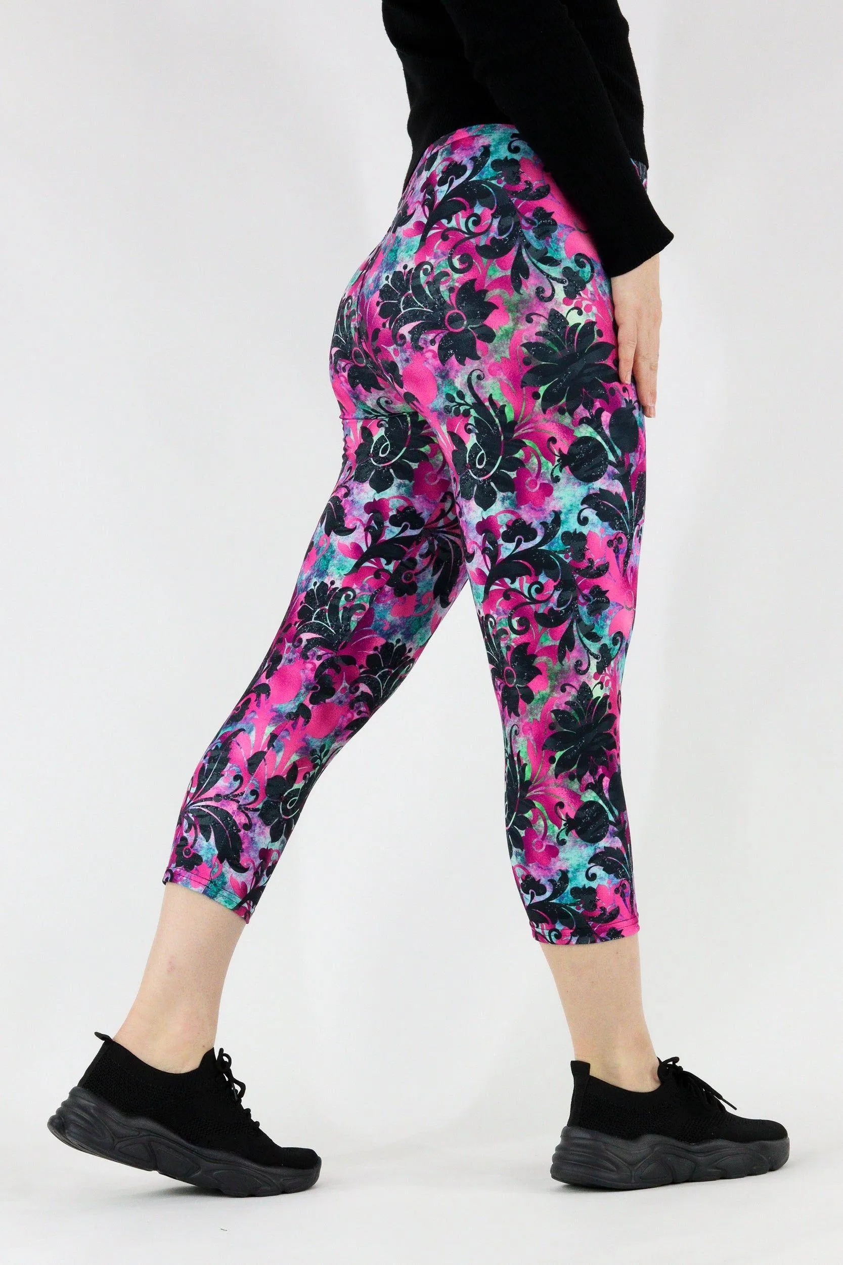 Glisten Floral - Casual Capri Leggings