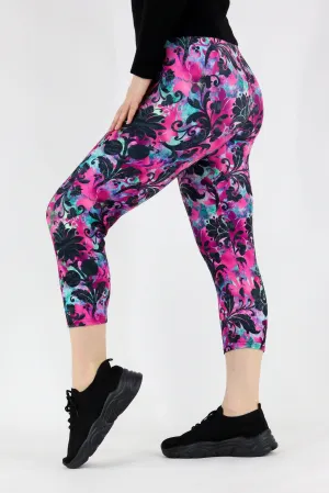 Glisten Floral - Casual Capri Leggings