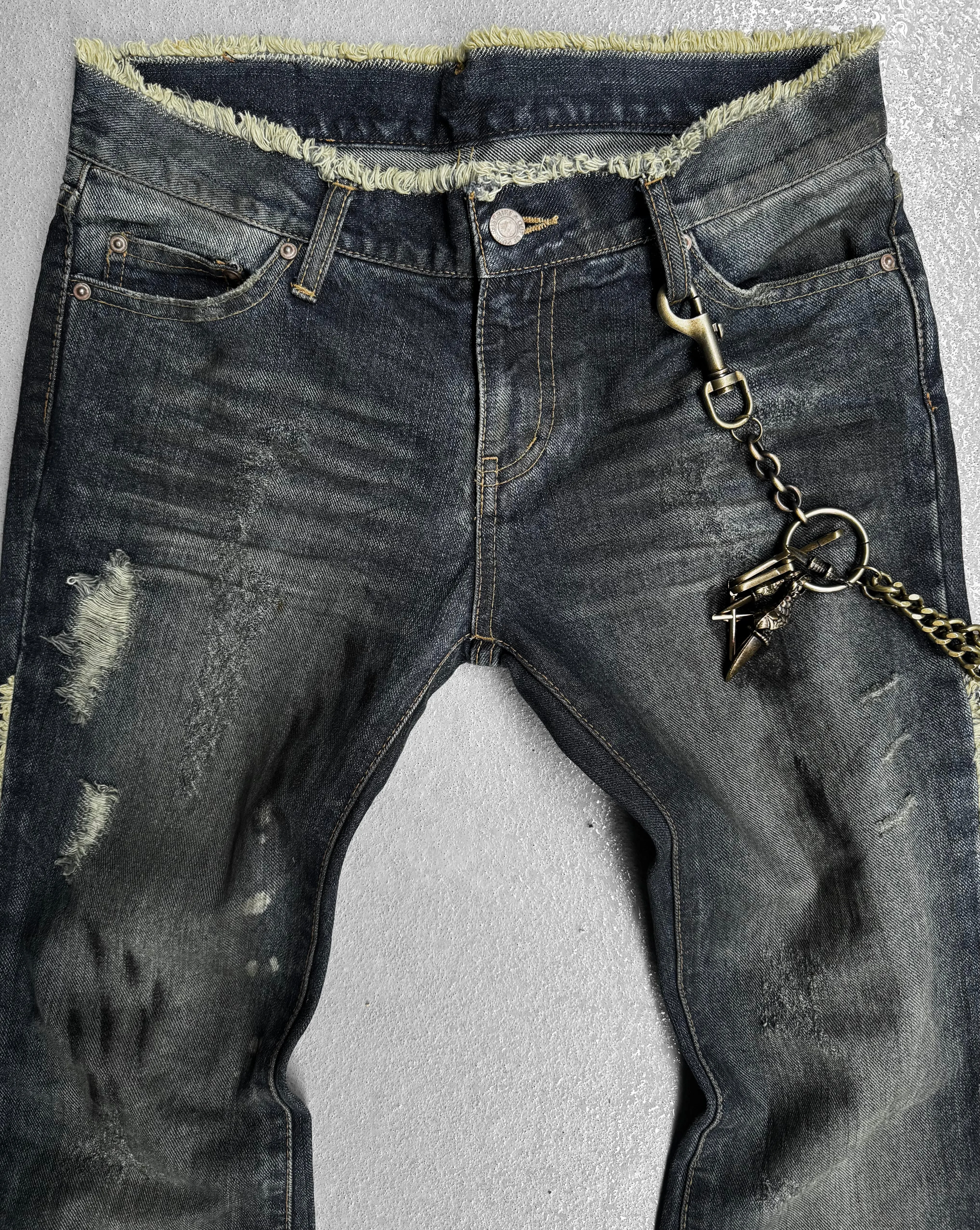 G.O.A Early 00s Acid Washed Blue Bell-bottom Flare Denim