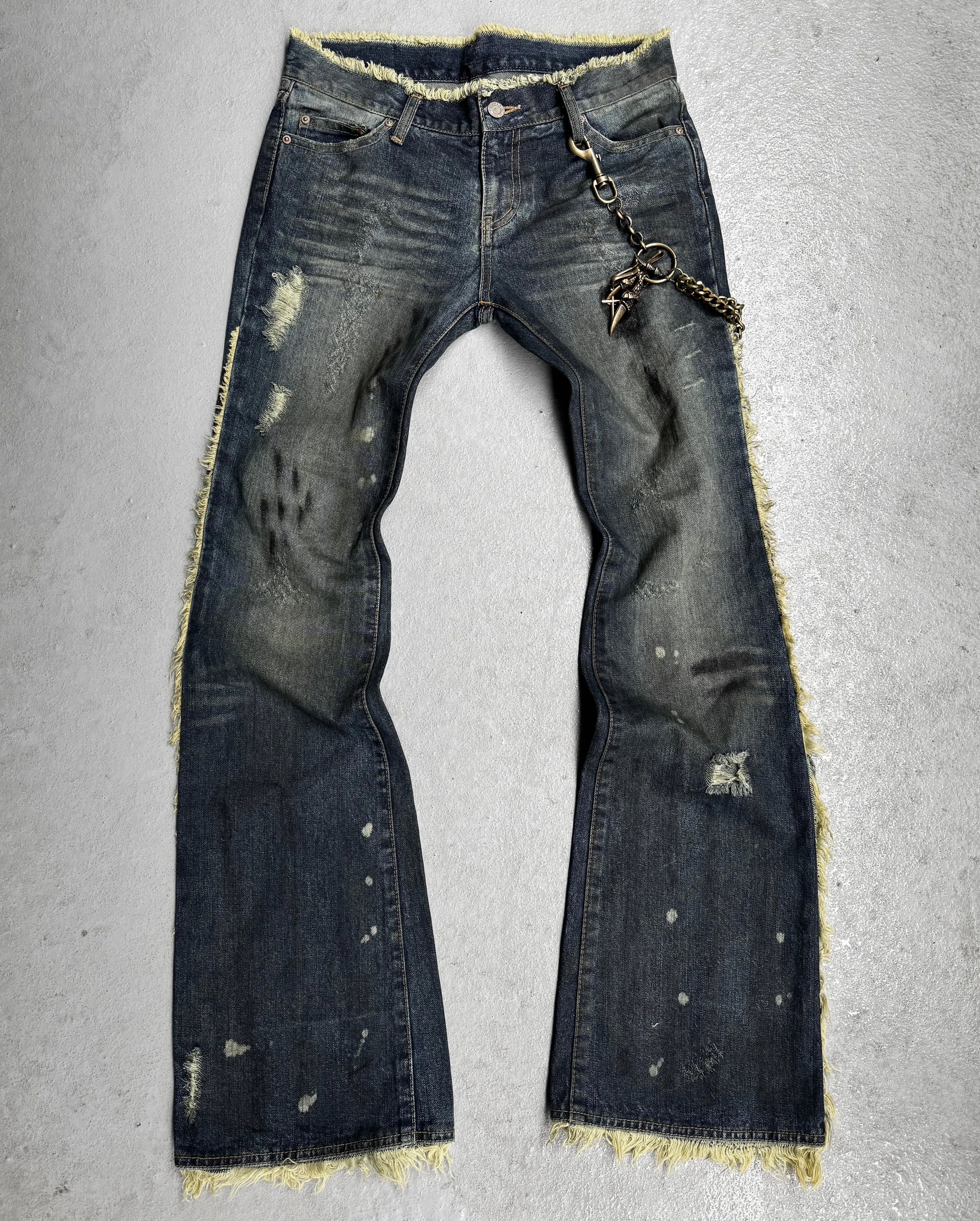 G.O.A Early 00s Acid Washed Blue Bell-bottom Flare Denim