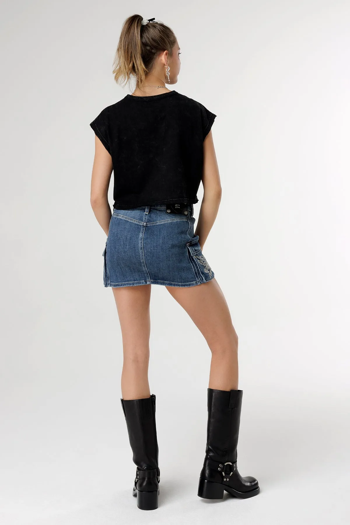 Gothic Flutter Cargo Mini Skirt