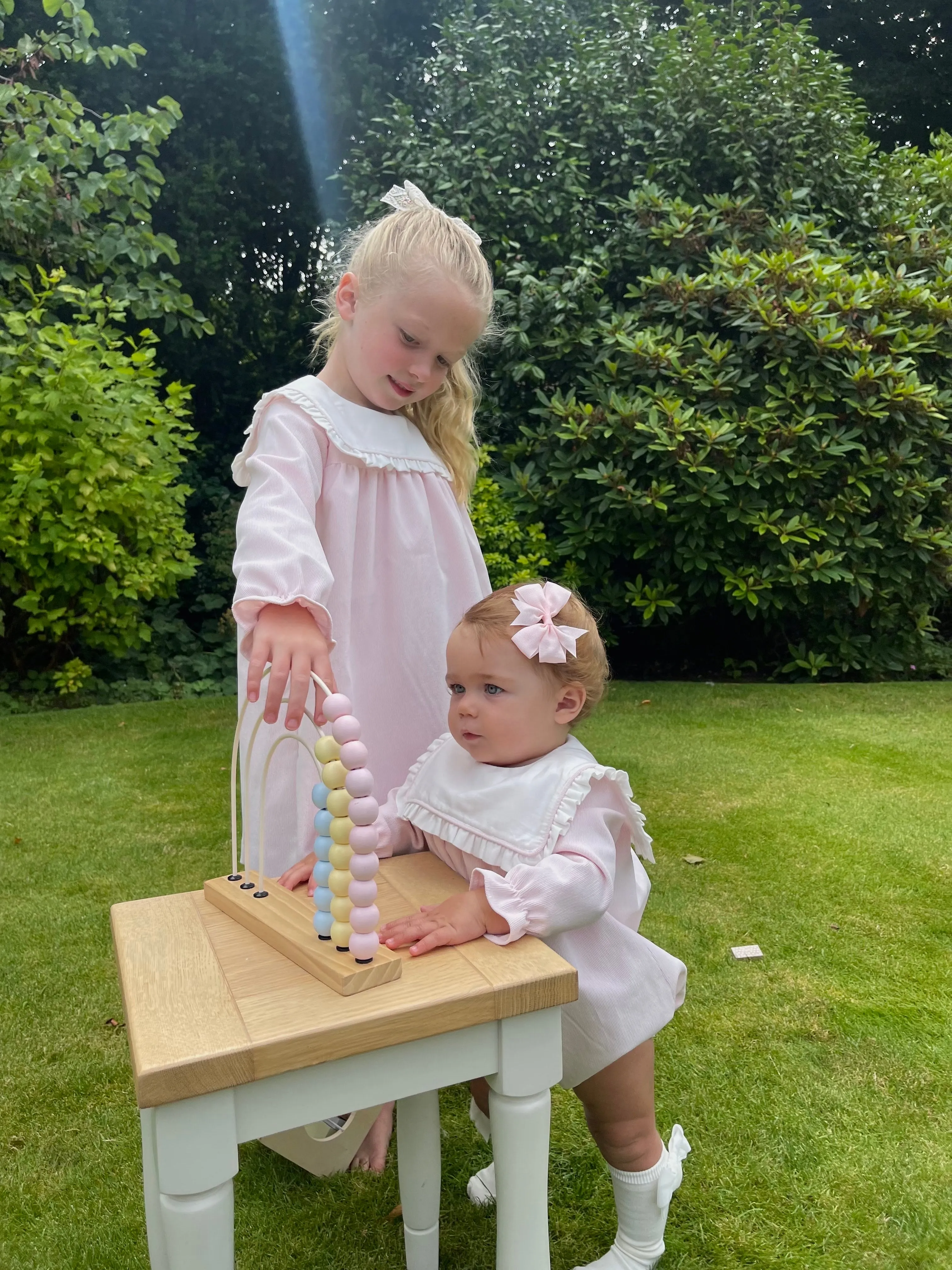 'Grace' Pink Corduroy Bib Dress