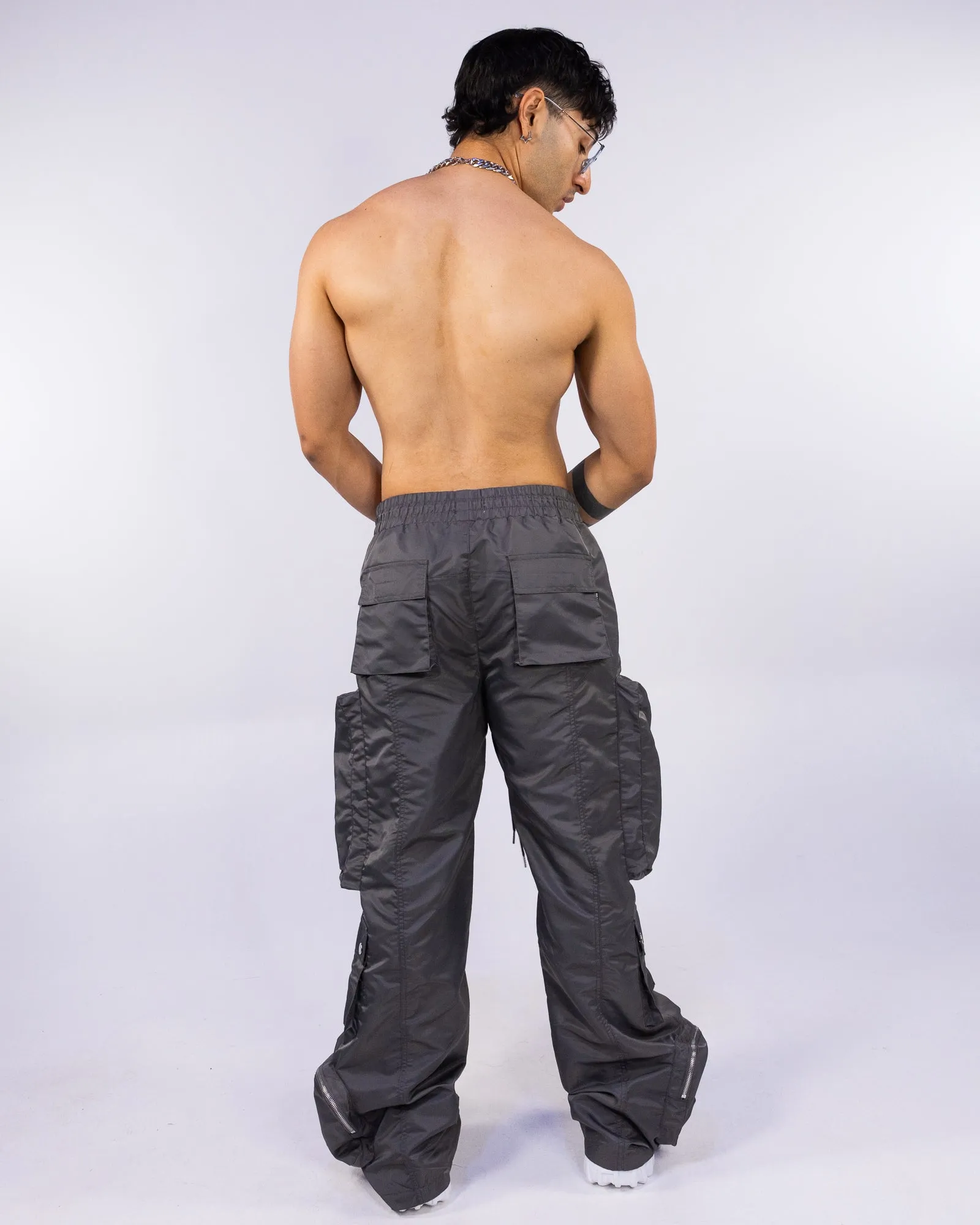 Gray Moon Men's Baggy Zip Cargo Pants