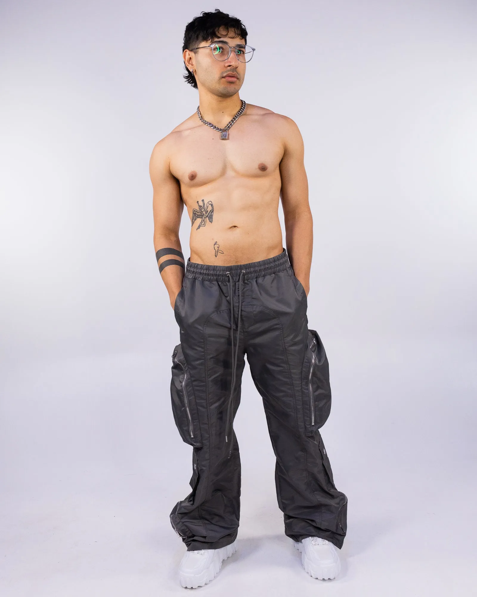 Gray Moon Men's Baggy Zip Cargo Pants