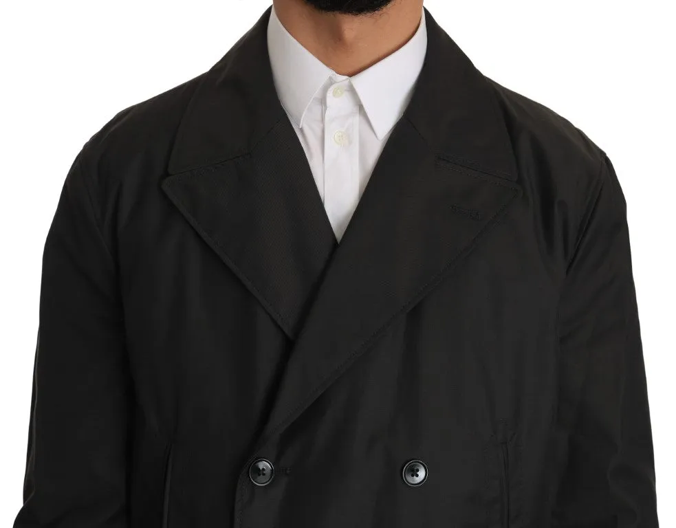Gray Nylon Double Breasted Jacket