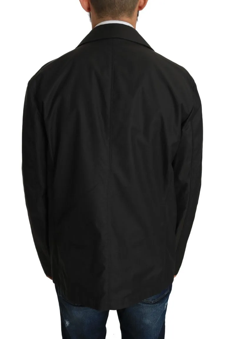 Gray Nylon Double Breasted Jacket