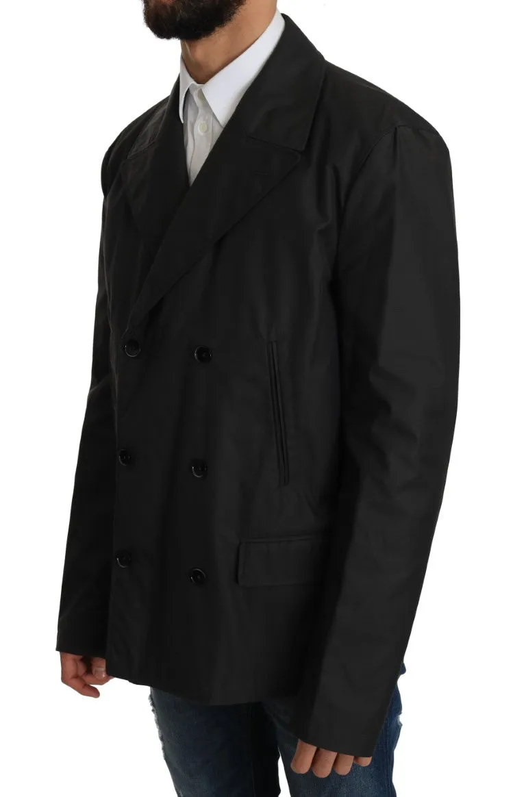 Gray Nylon Double Breasted Jacket