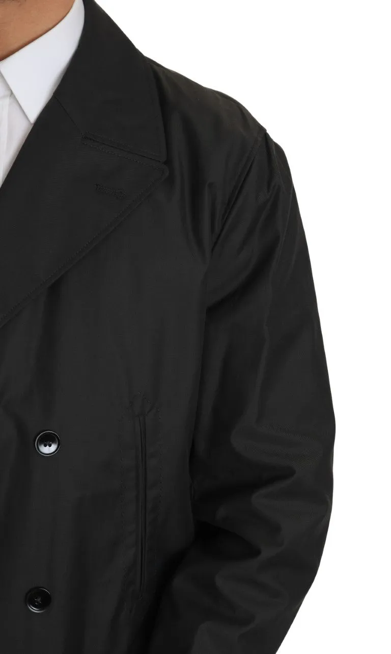 Gray Nylon Double Breasted Jacket