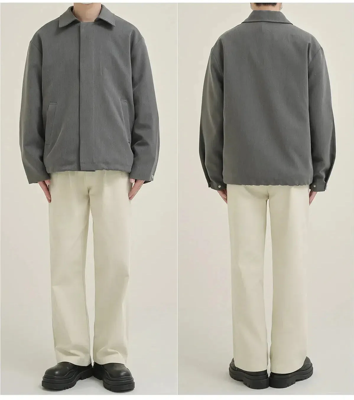 Gray Placket Button-down Jacket