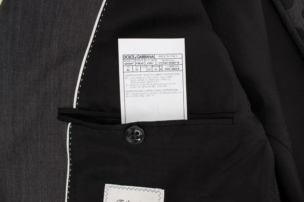 Gray Polka Slim Fit Wool Stretch Blazer