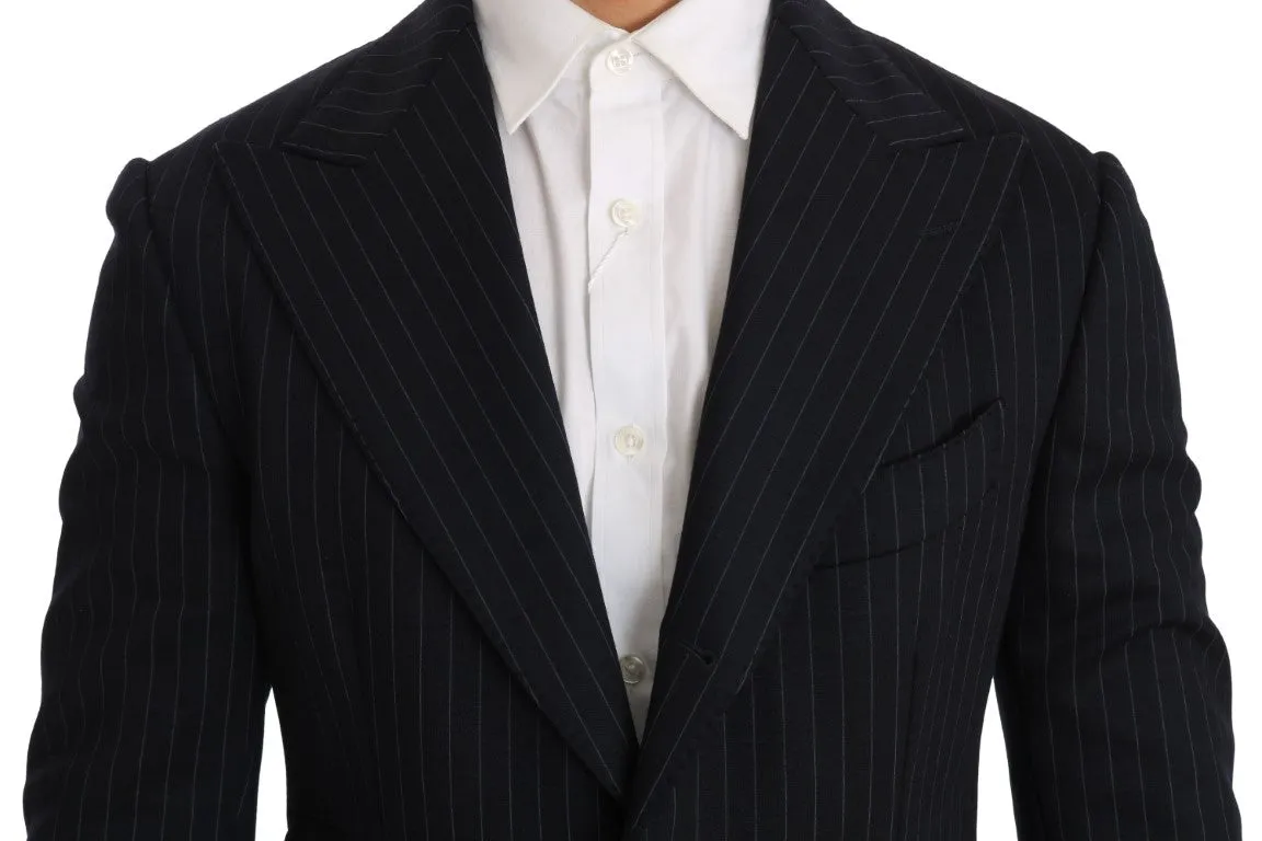Gray Striped Slim Fit Wool Jacket Blazer