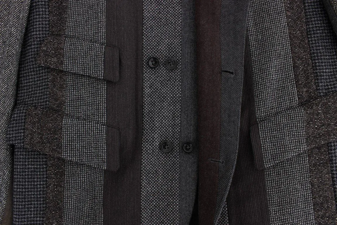 Gray striped wool stretch blazer