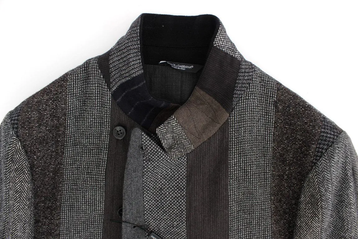 Gray striped wool stretch blazer