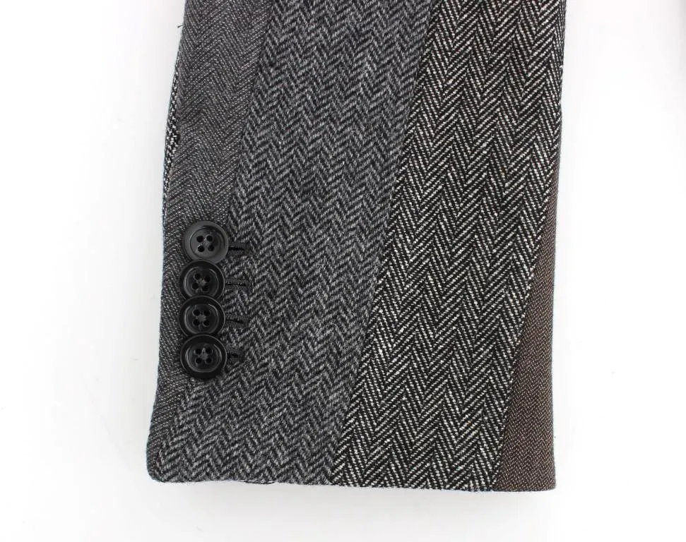 Gray striped wool stretch blazer