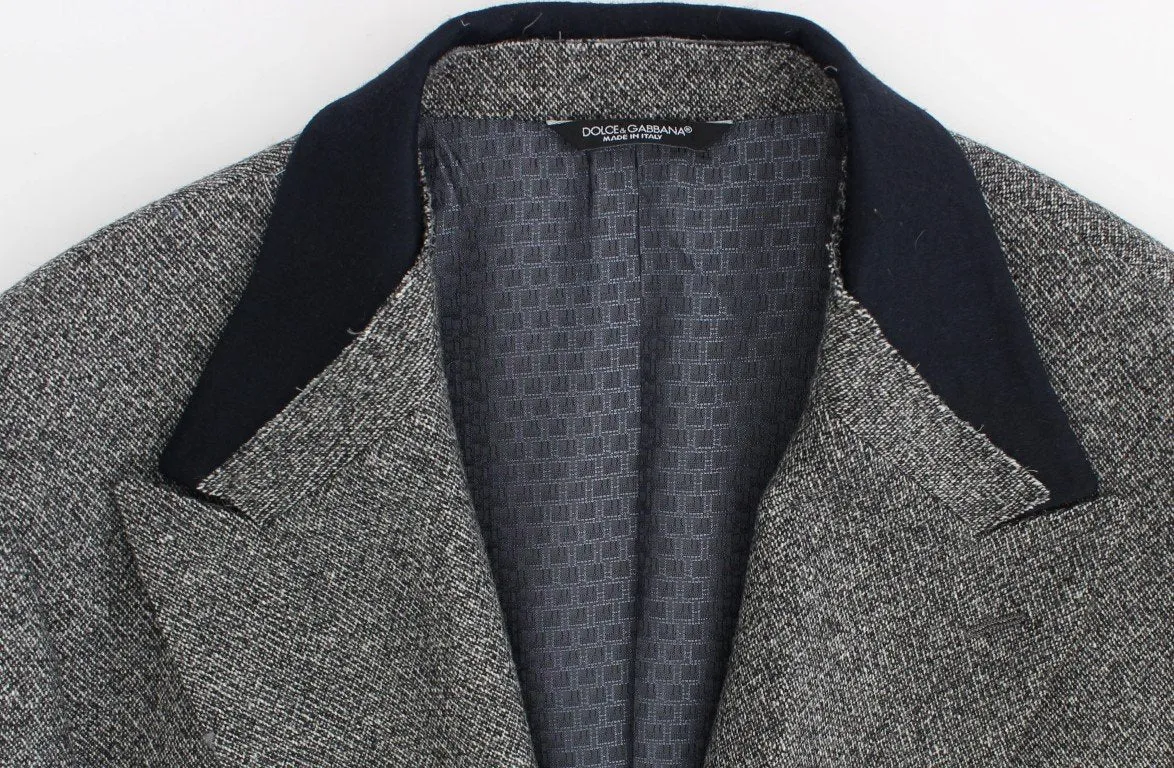 Gray wool double breasted blazer