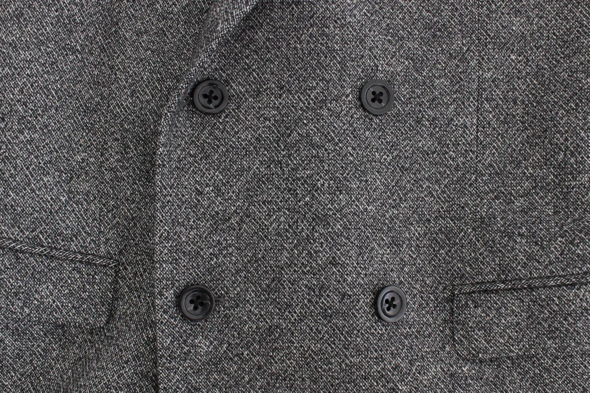 Gray wool double breasted blazer