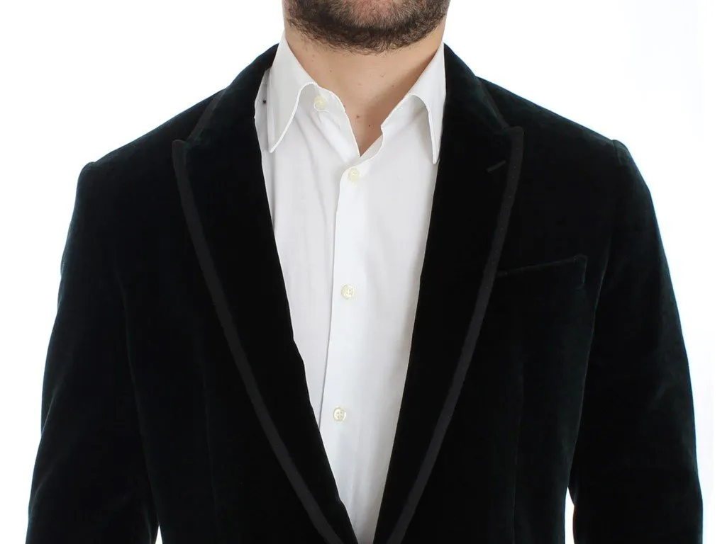 Green velvet MARTINI slim fit blazer
