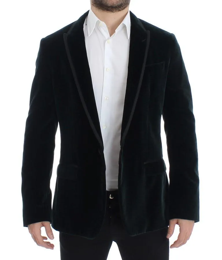Green velvet MARTINI slim fit blazer