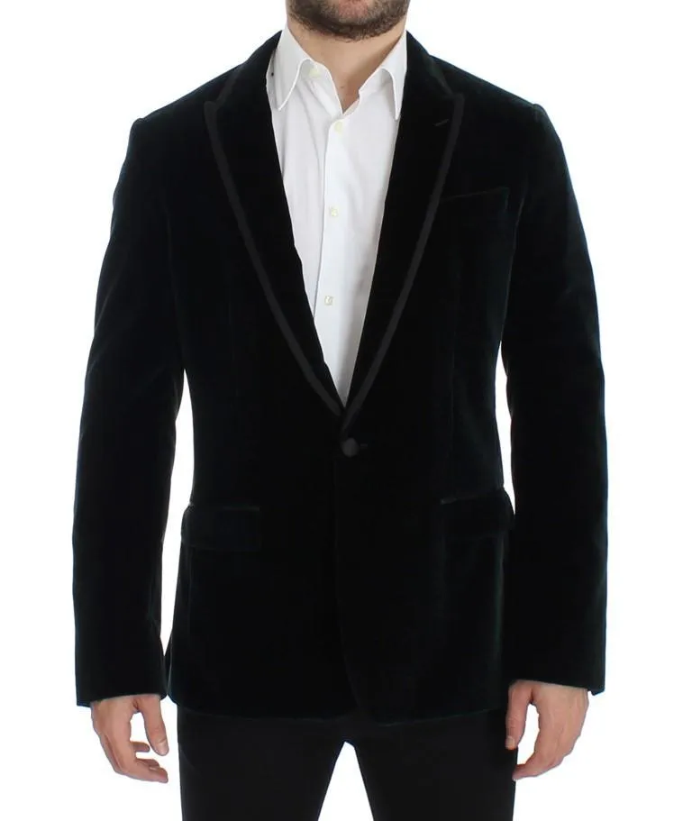 Green velvet MARTINI slim fit blazer