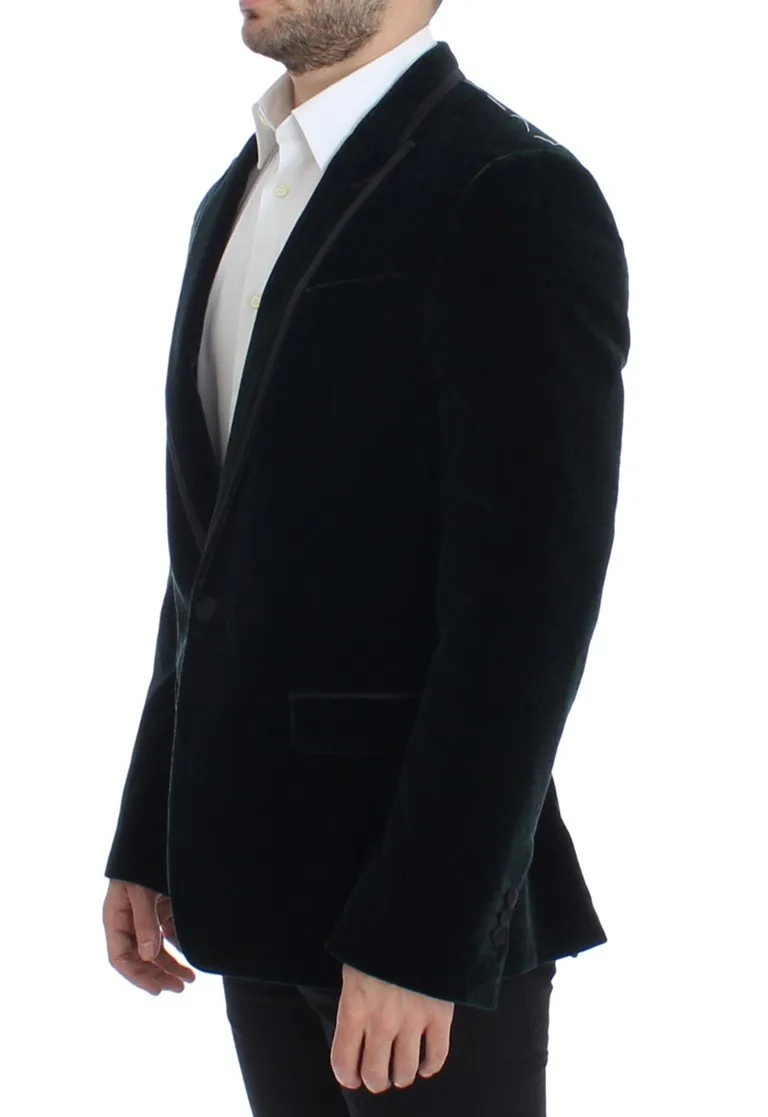 Green velvet MARTINI slim fit blazer