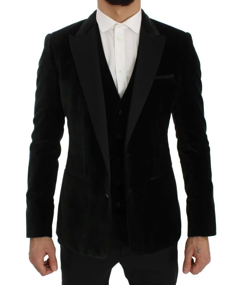 Green Velvet Slim Fit Blazer Jacket