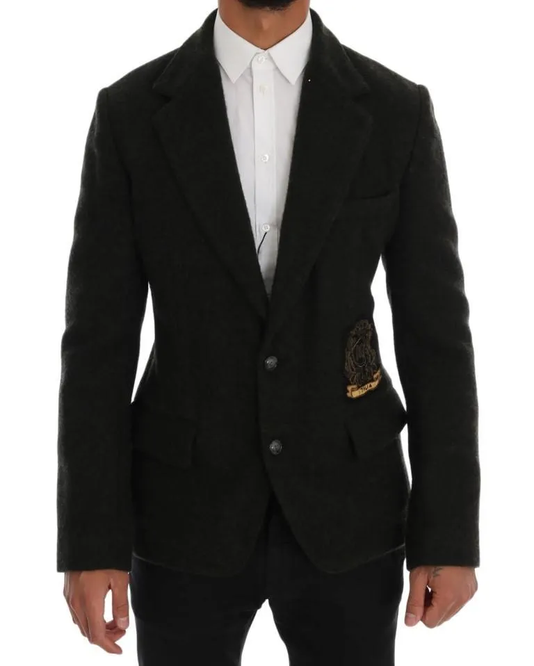 Green Wool Slim Fit Blazer Jacket