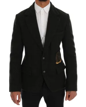 Green Wool Slim Fit Blazer Jacket