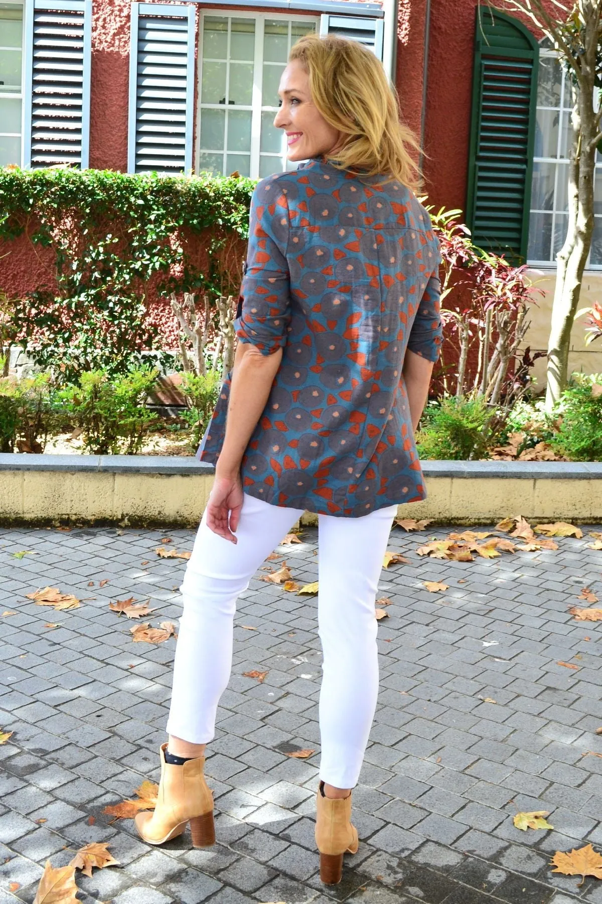 Grey Speckle High Collar Tunic Shirt