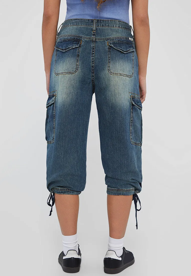 GUESS Originals Cargo Denim Capri