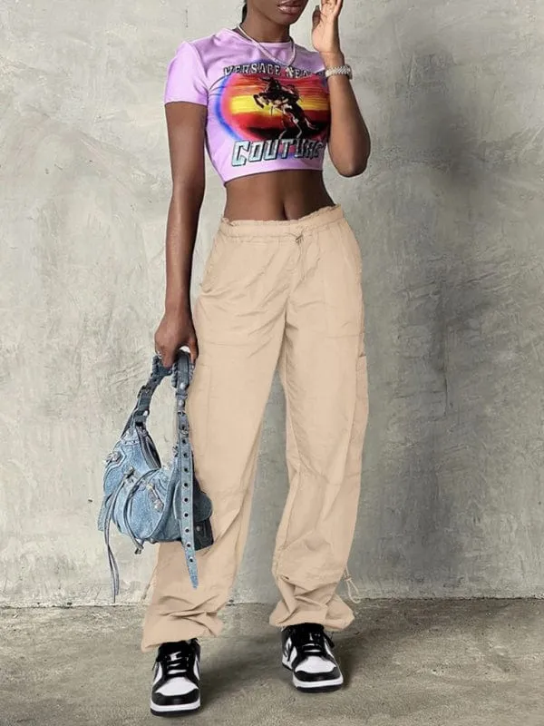 GYPSY GIRL - Loose Multi-Pocket Straight Cargo Pants