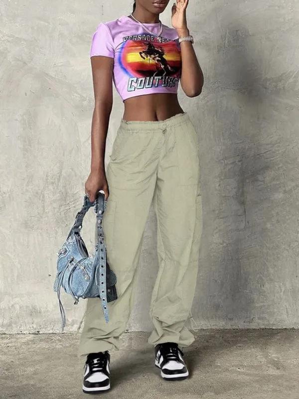 GYPSY GIRL - Loose Multi-Pocket Straight Cargo Pants