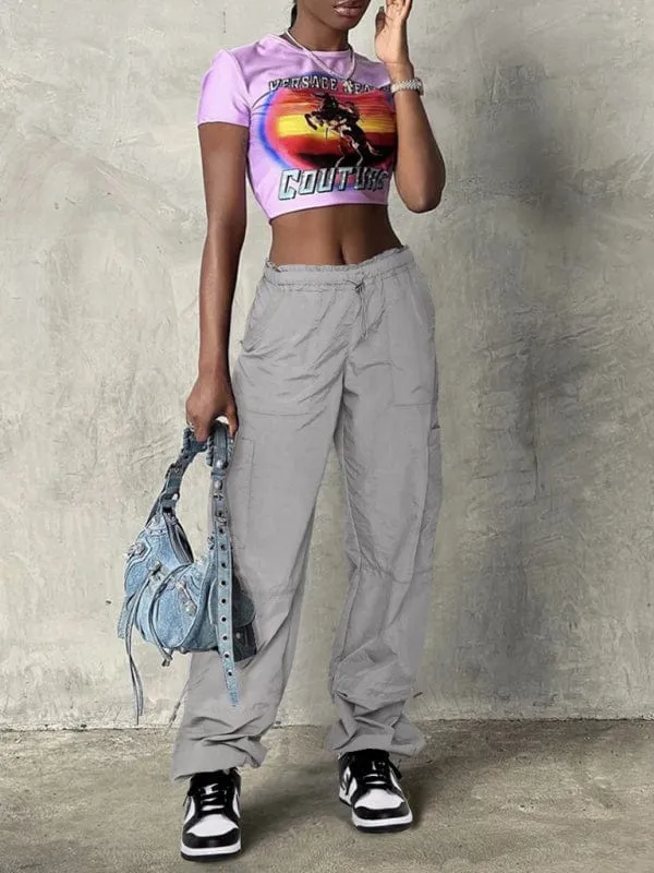 GYPSY GIRL - Loose Multi-Pocket Straight Cargo Pants