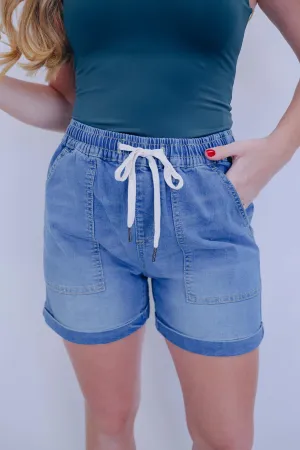Halle High Rise Denim Shorts