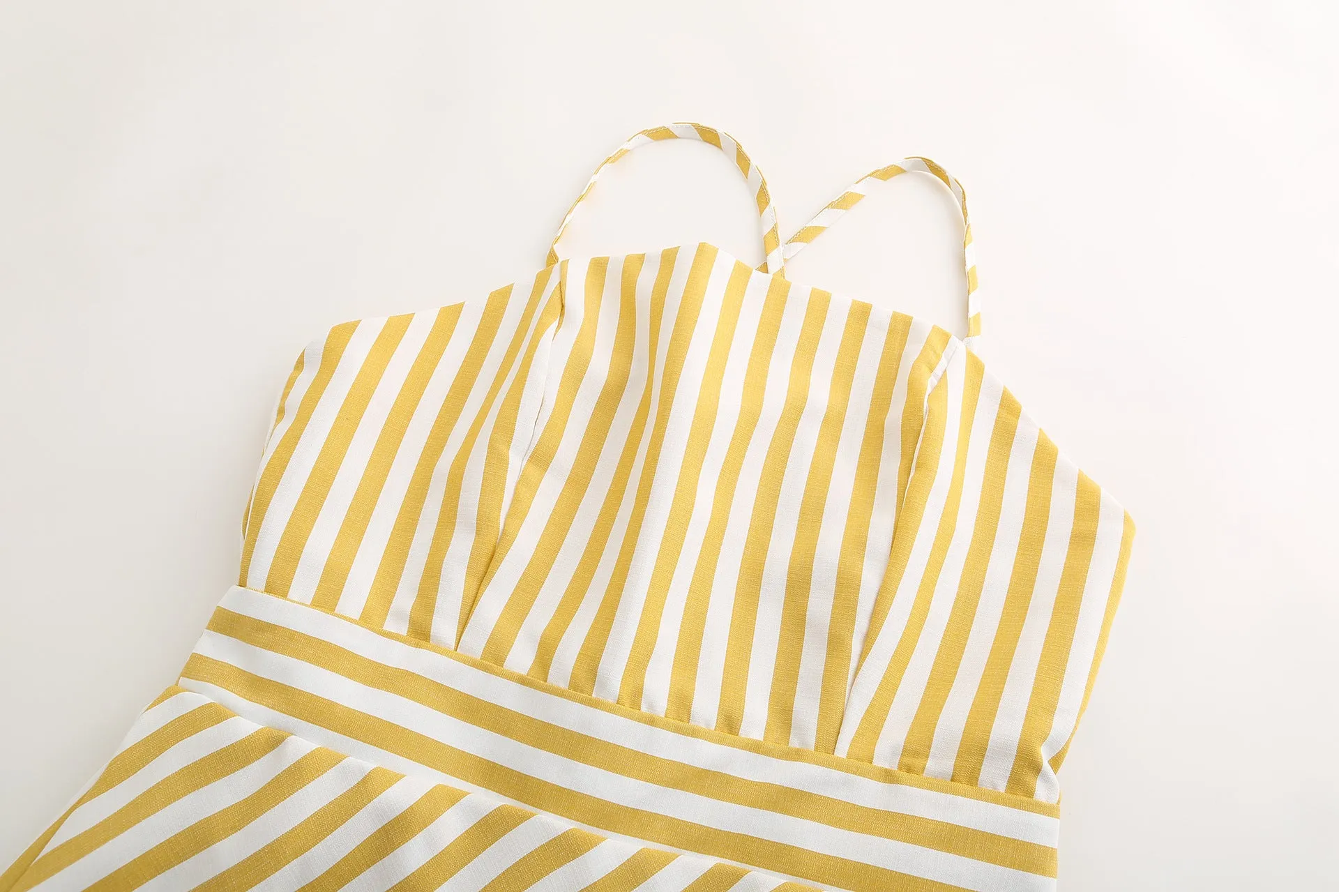 Halter Striped Skirt Sexy Open Back Irregular Dress