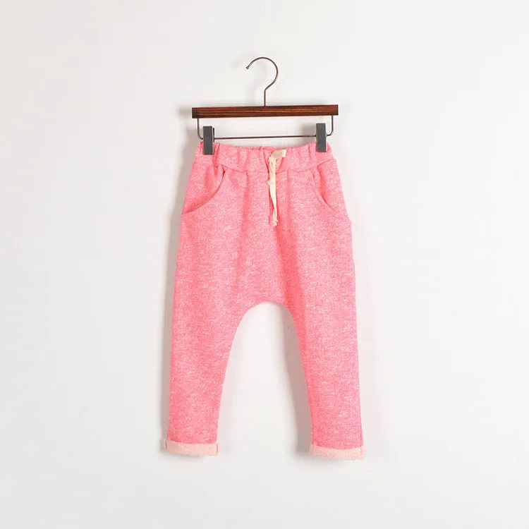 Harem Capris Pants For Age 2-10 Cute Candy Color Terry Child Clothing Solid Kids Children Long Pants