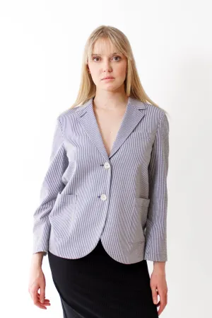Harris Wharf Coolmax Seersucker Stand Up Collar Blazer