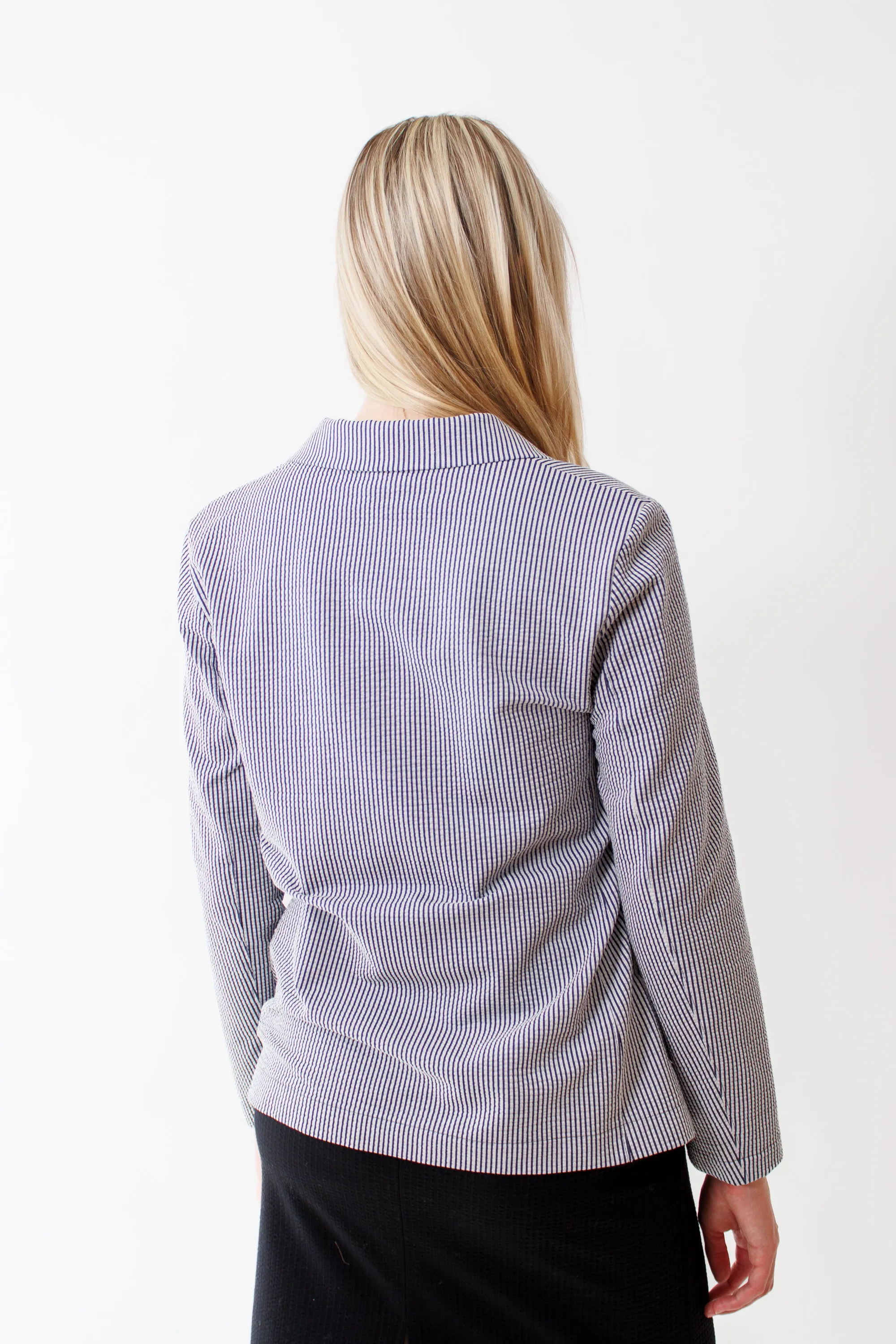 Harris Wharf Coolmax Seersucker Stand Up Collar Blazer