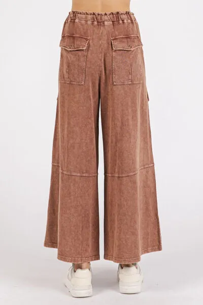 Hazel Blues® |  Mittoshop French Terry Cargo Wide Leg Pants