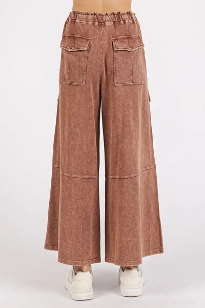 Hazel Blues® |  Mittoshop French Terry Cargo Wide Leg Pants