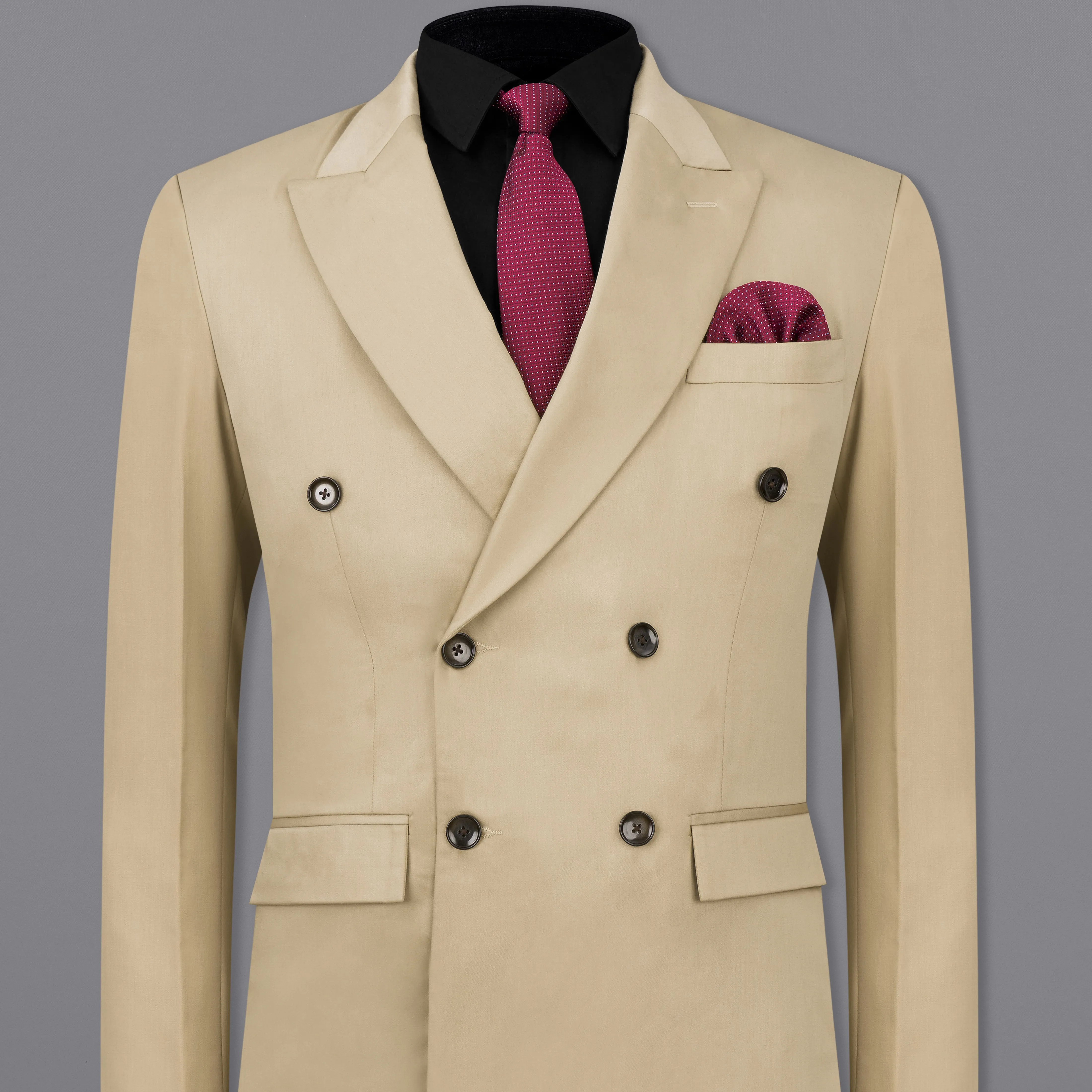 Hazelnut Wool Blend Double Breasted Blazer