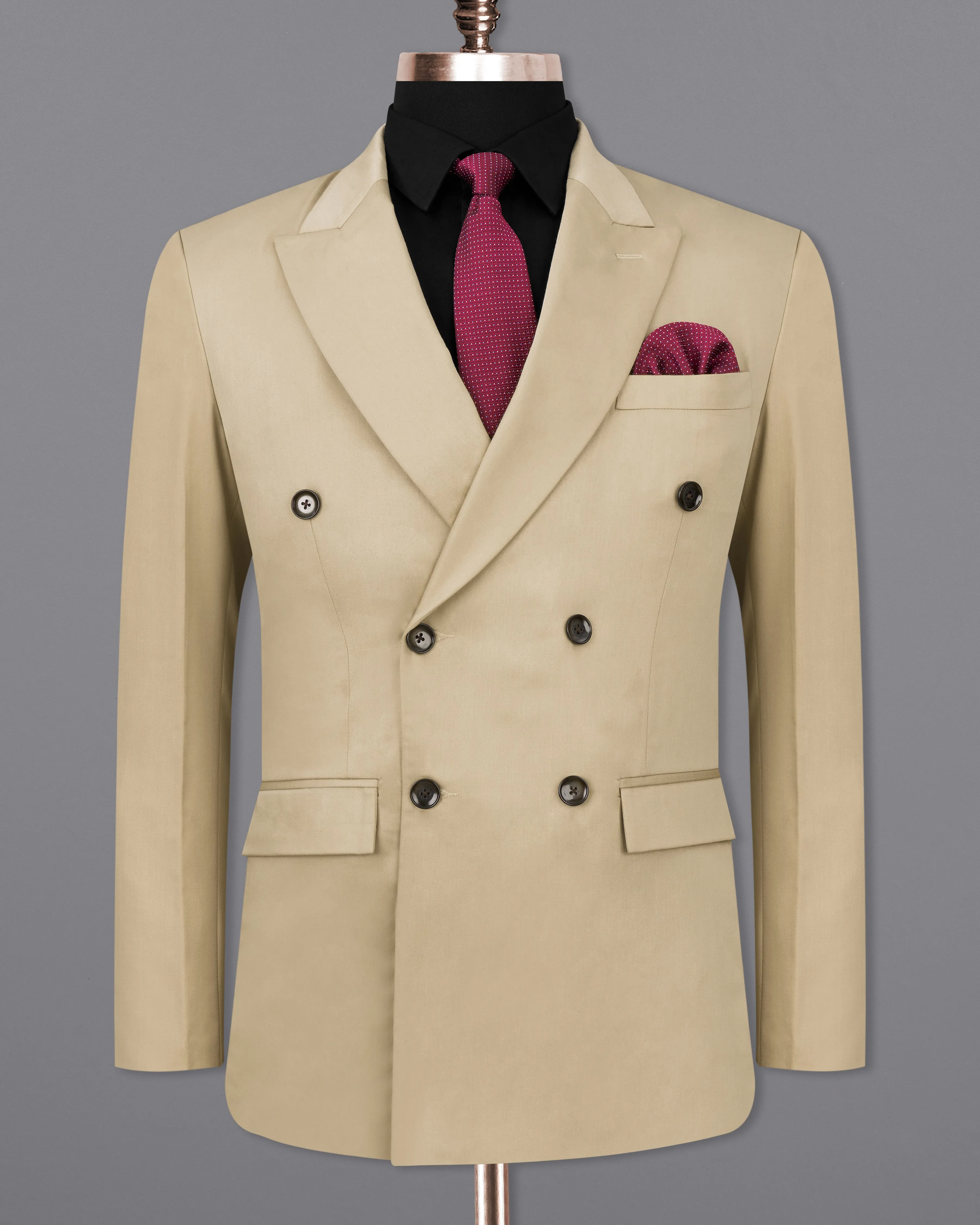 Hazelnut Wool Blend Double Breasted Blazer