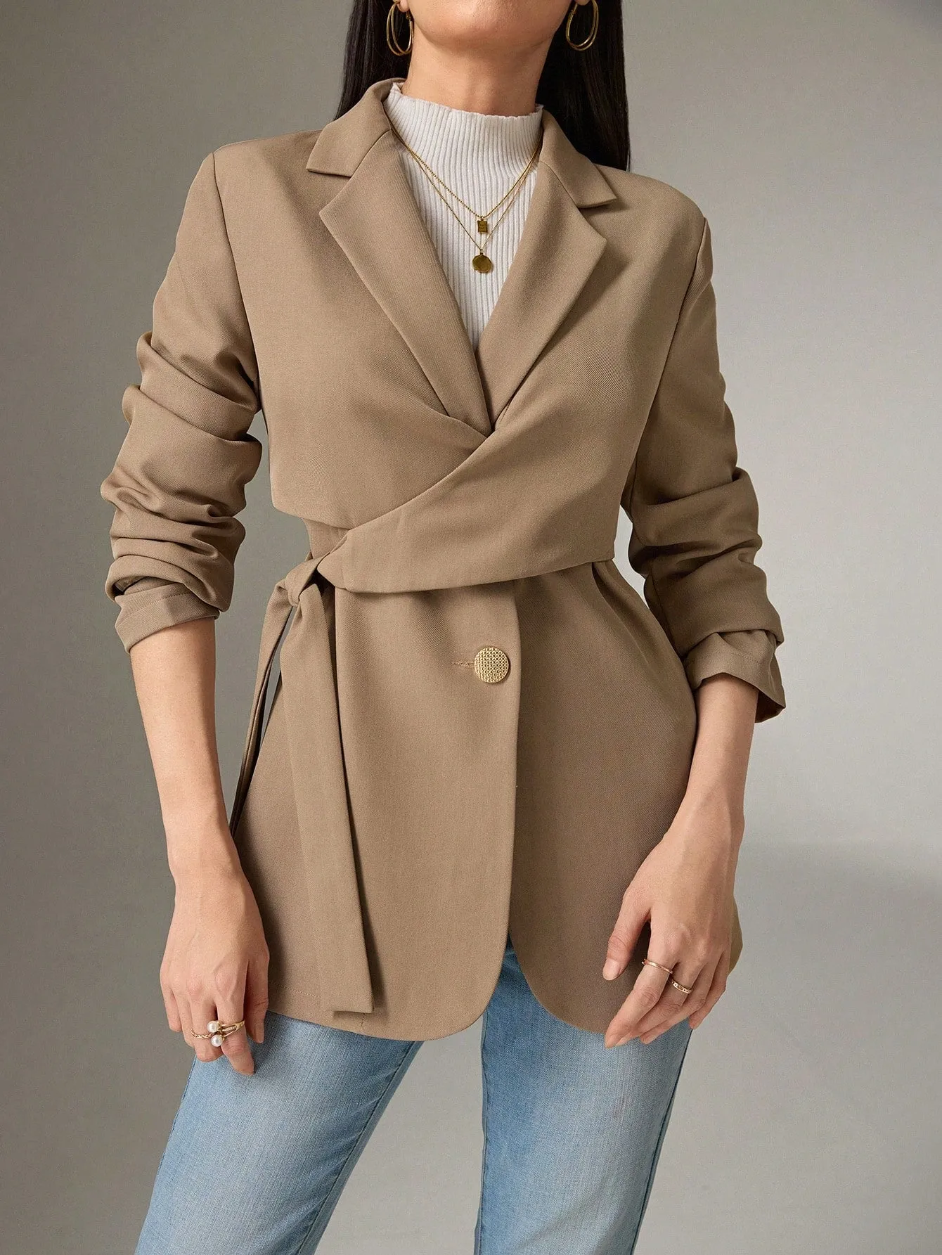 Heiryn Chaqueta de traje larga para mujer  CR