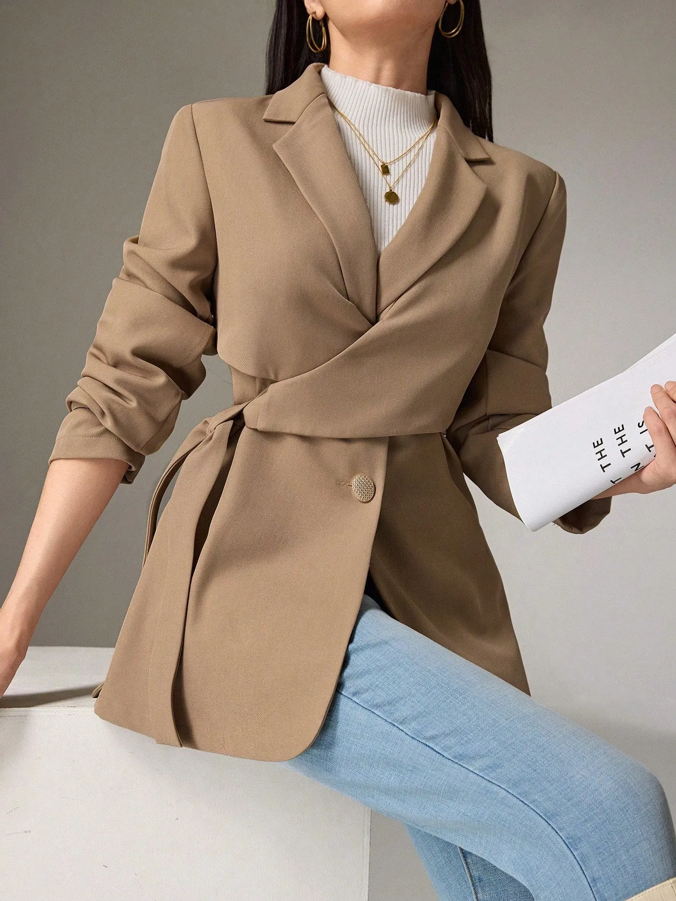 Heiryn Chaqueta de traje larga para mujer  CR
