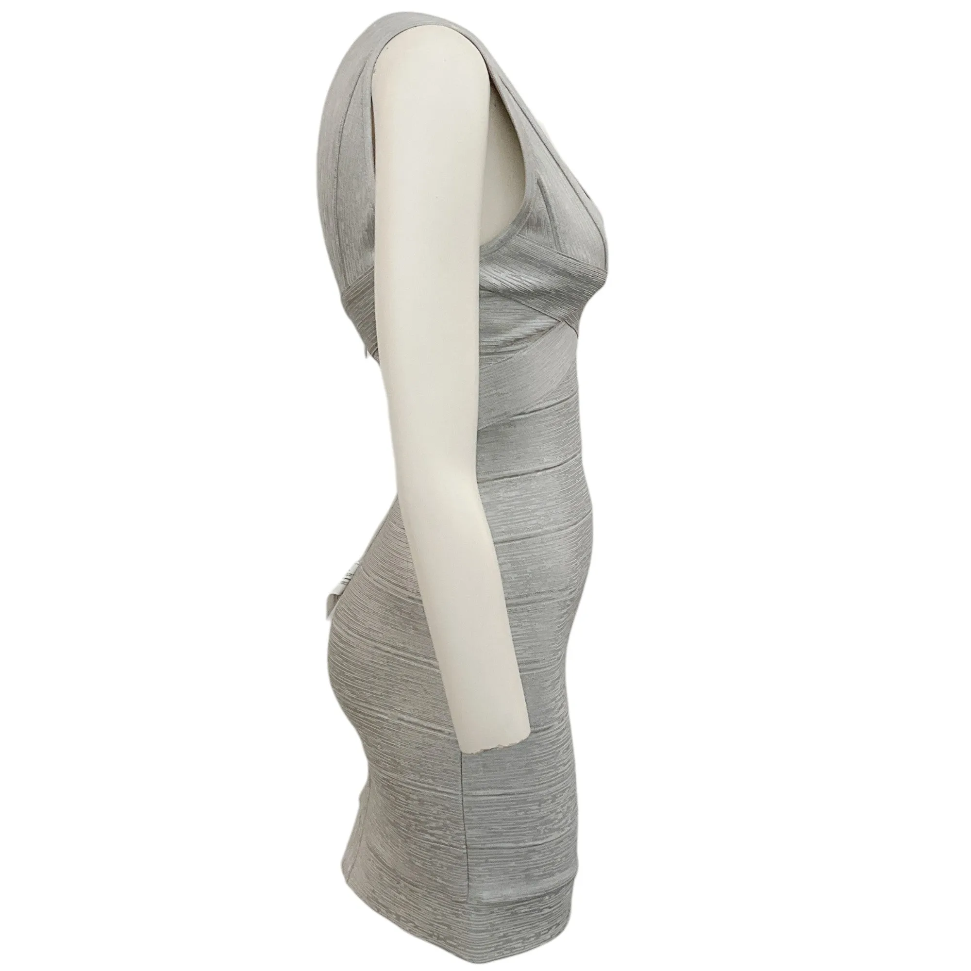 Herve Leger Silver Sleeveless Bandage Dress