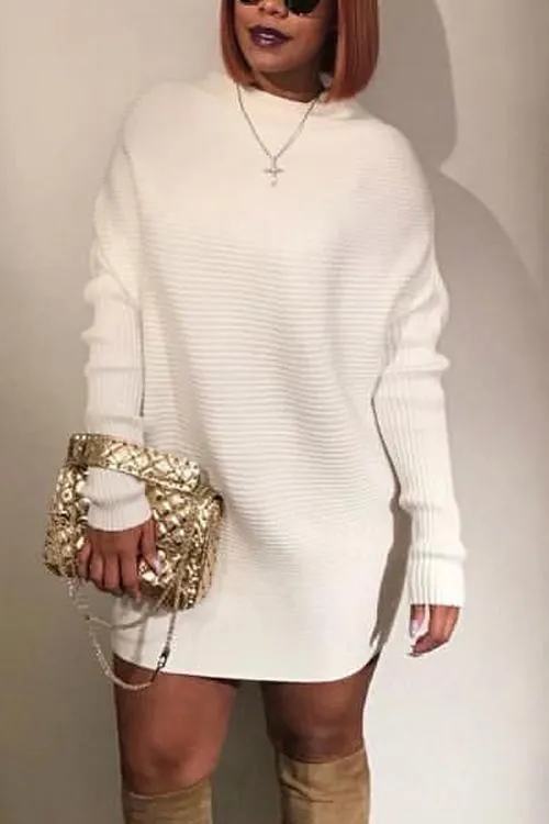 High Collar Mini Sweater Dress