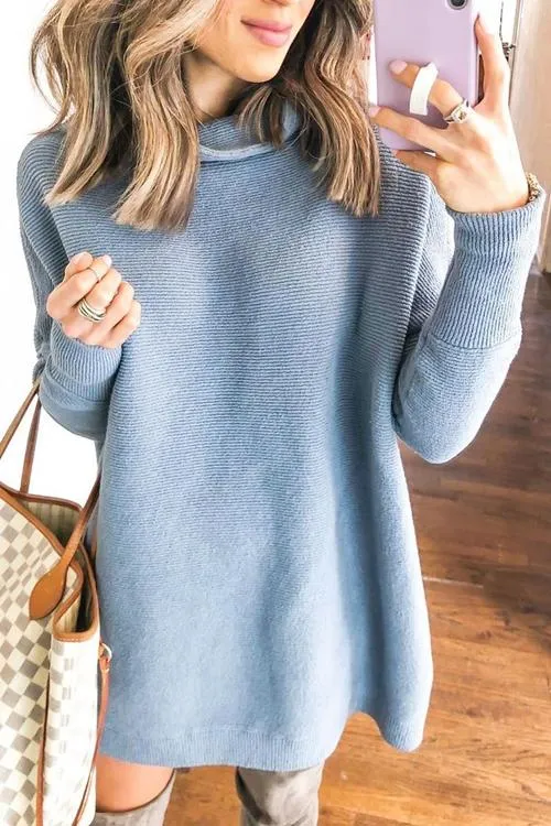 High Collar Mini Sweater Dress