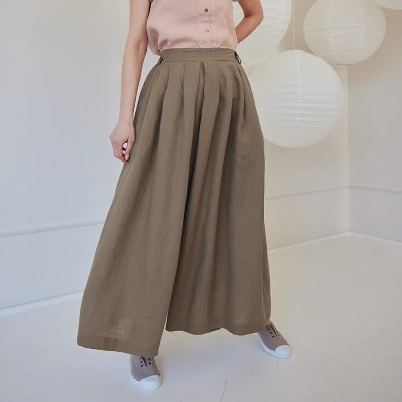 High Grade Linen Cotton Pleated Texture Casual Wide Leg Pants High Waist Loose Slimming Office Cropped Pants
