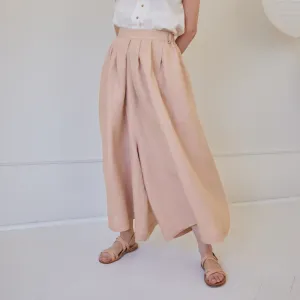 High Grade Linen Cotton Pleated Texture Casual Wide Leg Pants High Waist Loose Slimming Office Cropped Pants