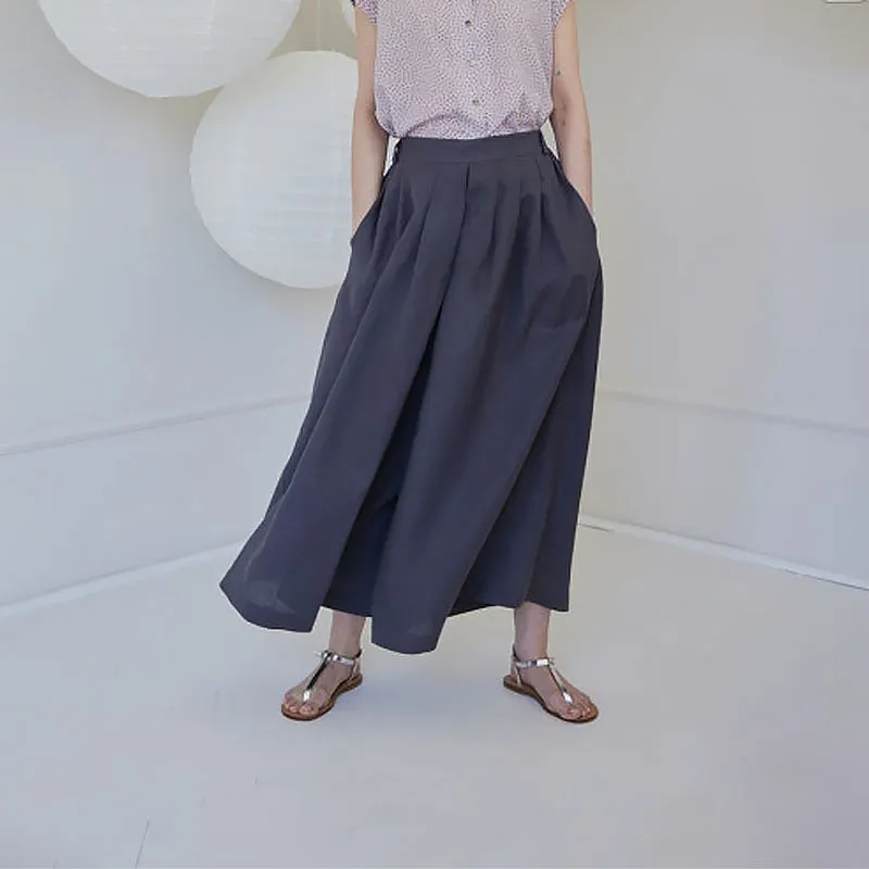 High Grade Linen Cotton Pleated Texture Casual Wide Leg Pants High Waist Loose Slimming Office Cropped Pants